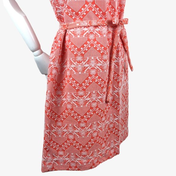 Vintage 1960s MOD Orange Mini Dress GoGo Geometric - Picture 7 of 11